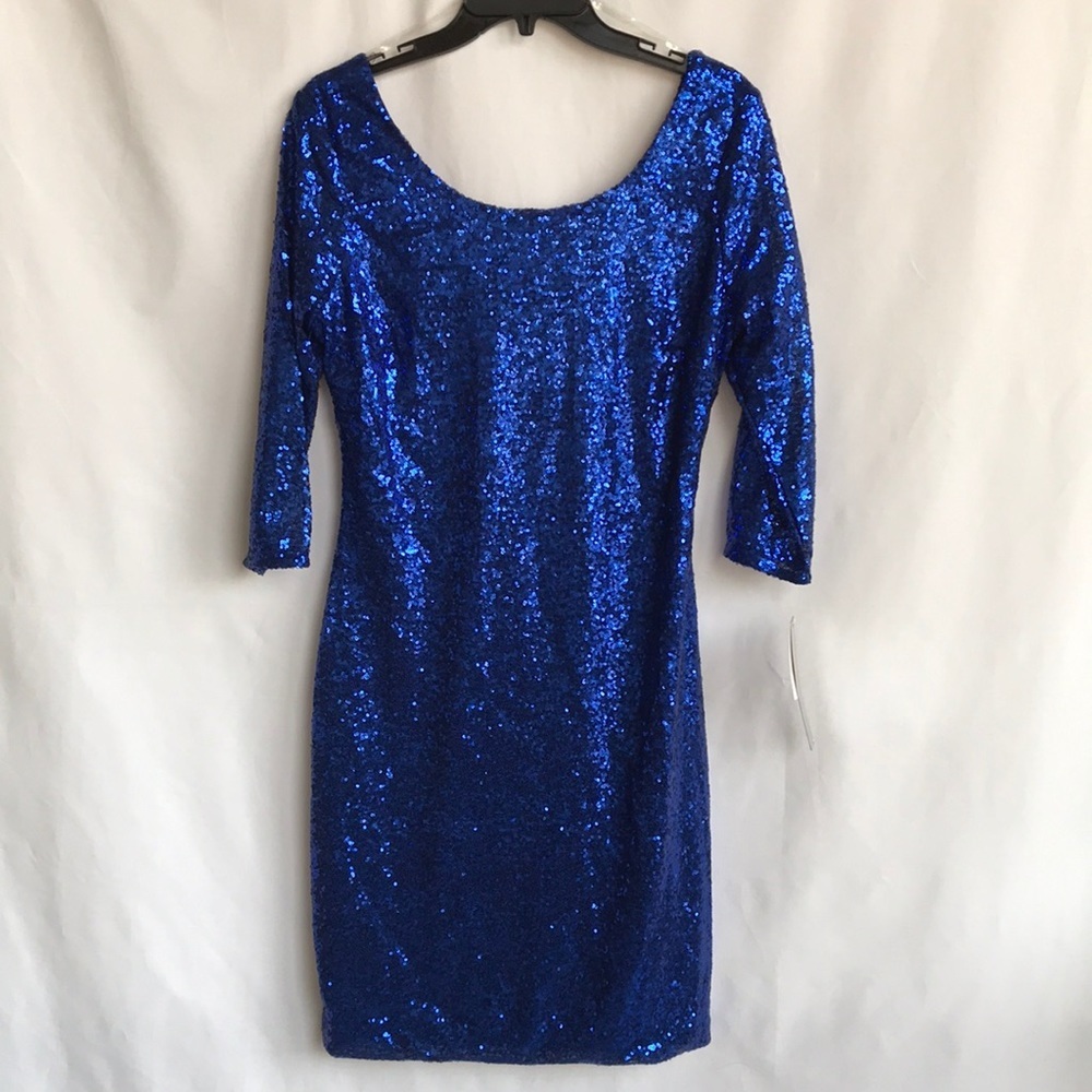 My Michelle NWT blue 3/4-sleeve sequin dress, 11
